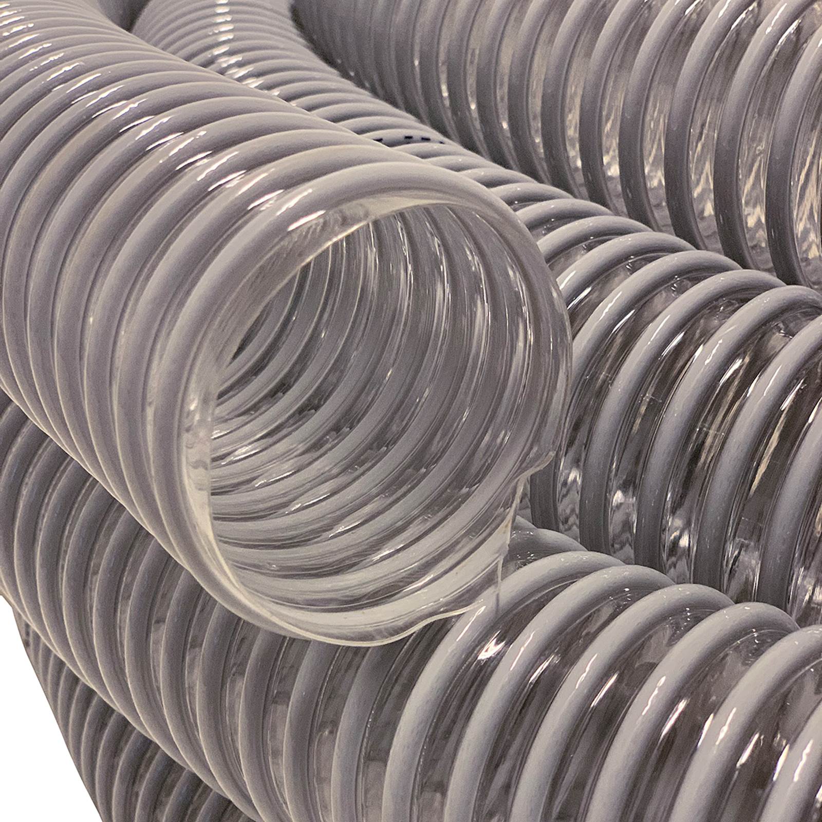 Purslange m/PVC spiral til indblæsning af papirgranulat Purslange m/PVC spiral til indblæsning af papirgranulat