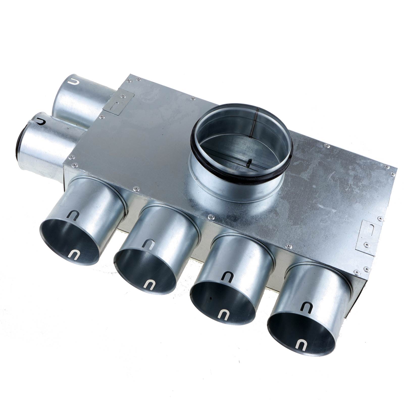 TriaAir fordelerboks, ø 160 nippel, 6 muffer ø75 (4x2) TriaAir fordelerboks, ø 160 nippel, 6 muffer ø75 (4x2)