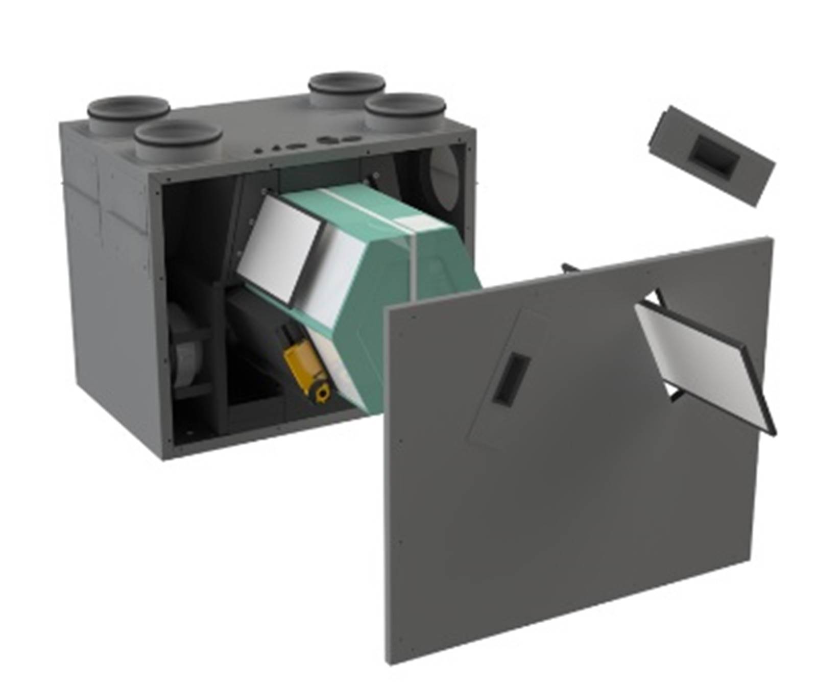 Ventilationsanlæg VENTI 500 model med alternativ nippel placering Ventilationsanlæg VENTI 500 model med alternativ nippel placering