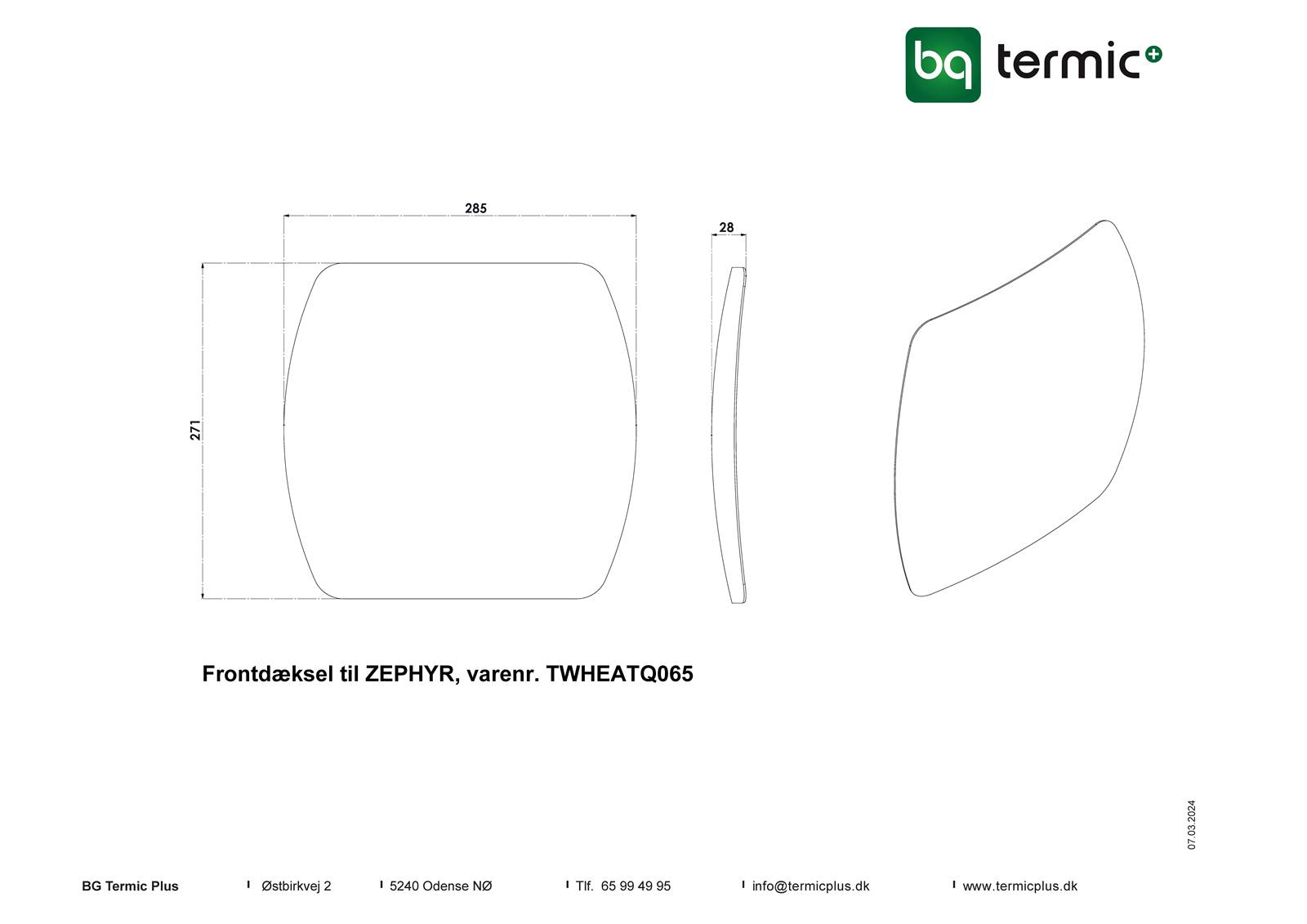 Tegning - Frontdæksel ZEPHYR Tegning - Frontdæksel ZEPHYR