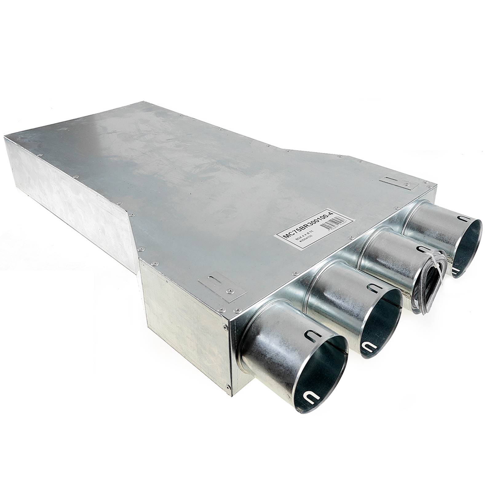TriaAir lige fordelerboks til rist 300x100 L650, 4 muffer - ø75 TriaAir lige fordelerboks til rist 300x100 L650, 4 muffer - ø75