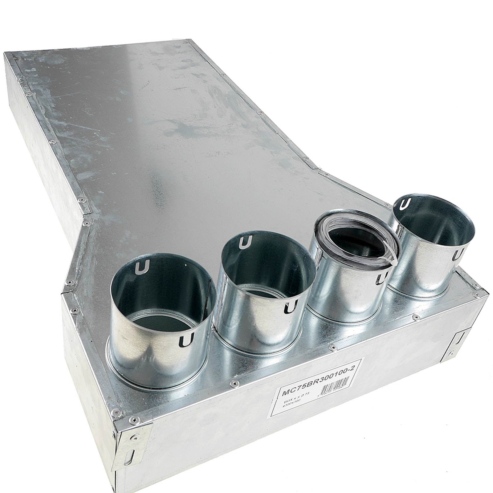 TriaAir lige fordelerboks til rist, 4 muffer på top - ø75 TriaAir lige fordelerboks til rist, 4 muffer på top - ø75