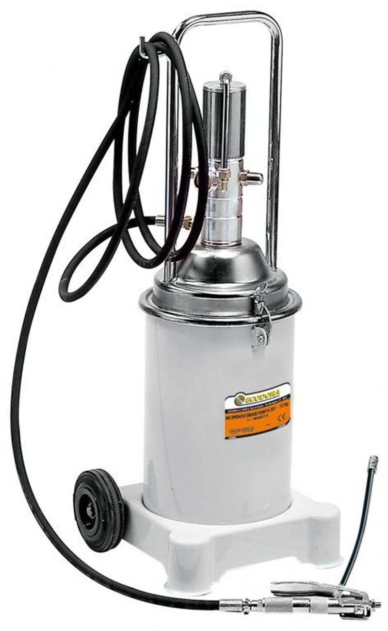 Fedtdispenser, 13 kg, med 2 hjul. Trykluftdrevet. Fedtdispenser, 13 kg, med 2 hjul. Trykluftdrevet.