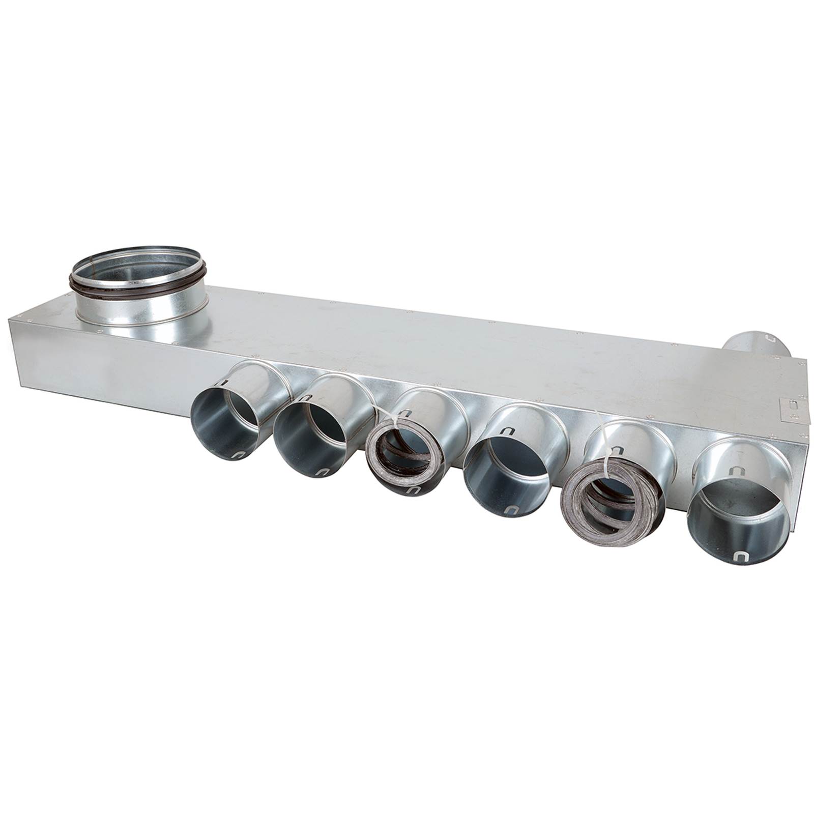 Fordelerboks, ø160 nippel (venstre), 7 muffer (6x1) - ø75 Fordelerboks, ø160 nippel (venstre), 7 muffer (6x1) - ø75