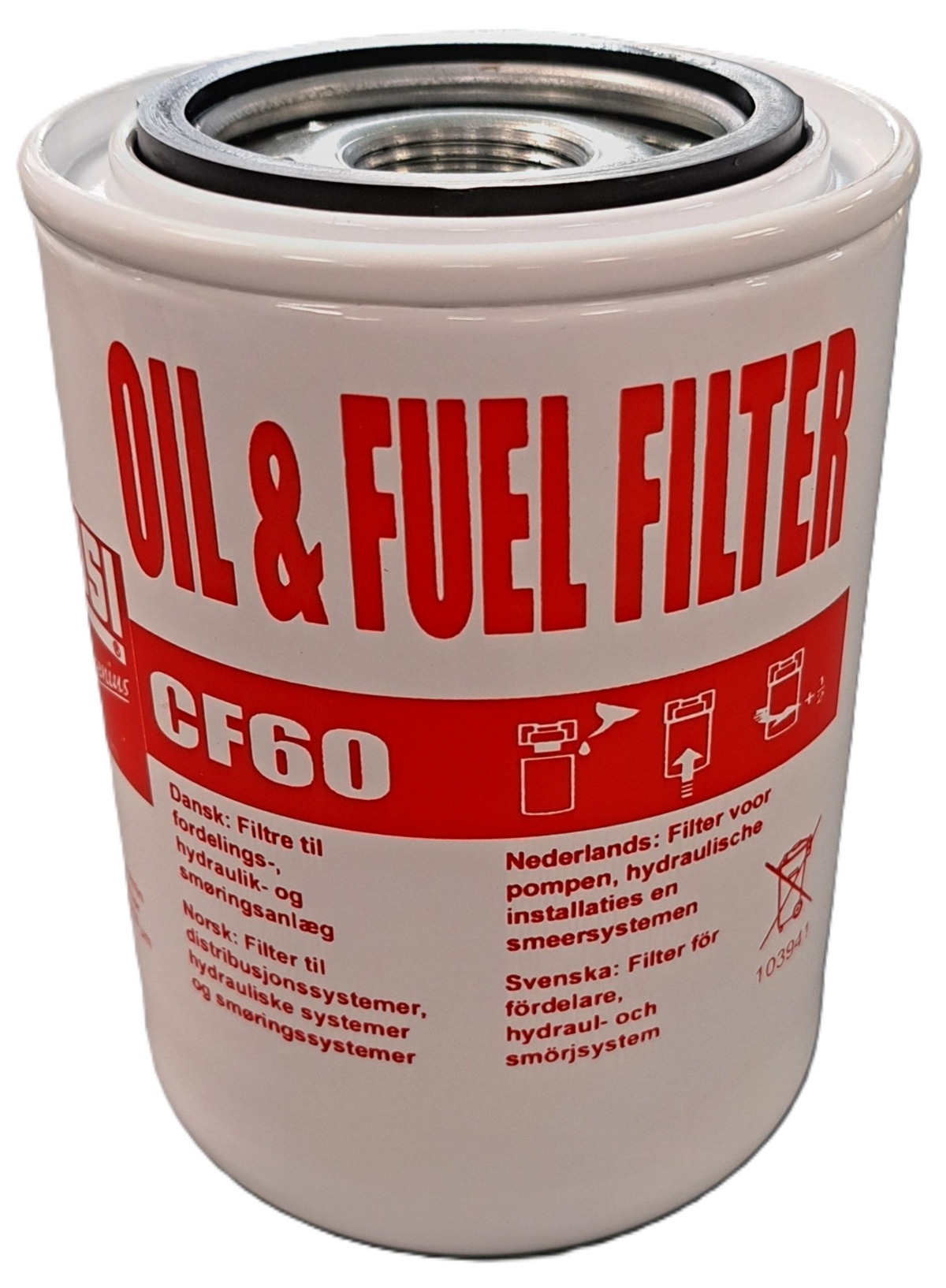 Løst linjefilterelement med vandseparation til diesel- og smøreolie m.m.