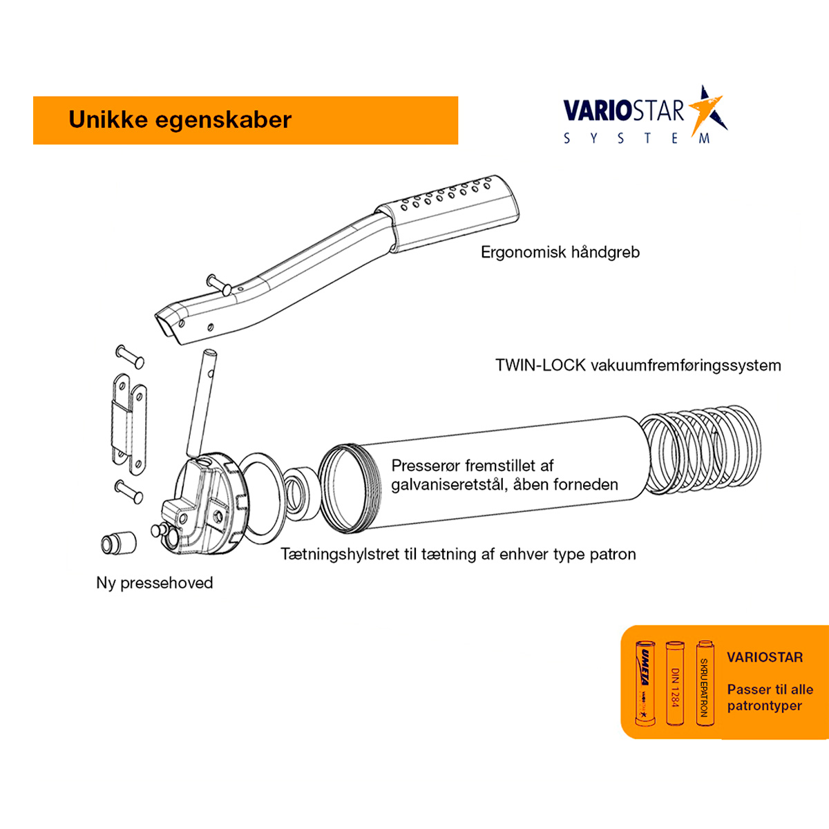 UMeta fedtpresser til skruepatroner of DIN patroner