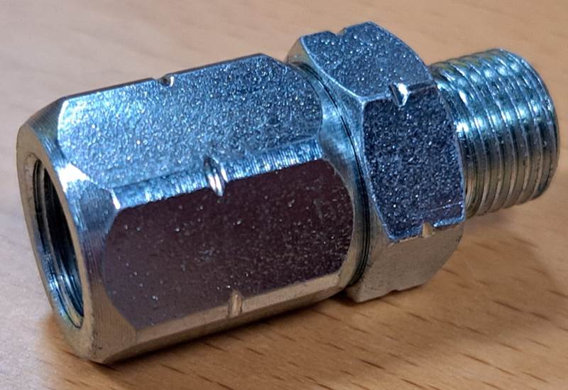 400 bar drejeled, lige, 2 x 1/8" RG (M+F) 400 bar drejeled, lige, 2 x 1/8" RG (M+F)
