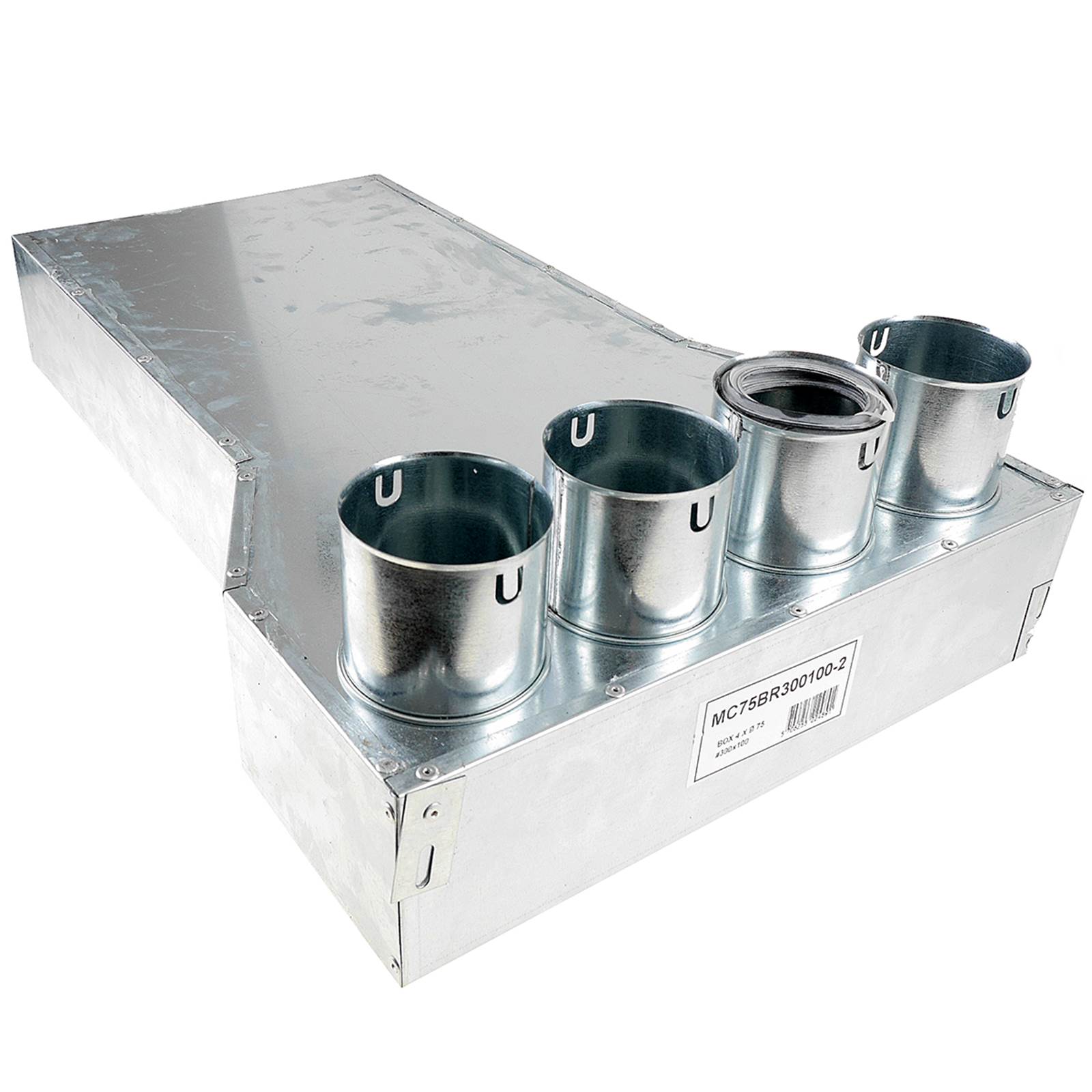 TriaAir lige fordelerboks til rist, 4 muffer på top - ø75 TriaAir lige fordelerboks til rist, 4 muffer på top - ø75