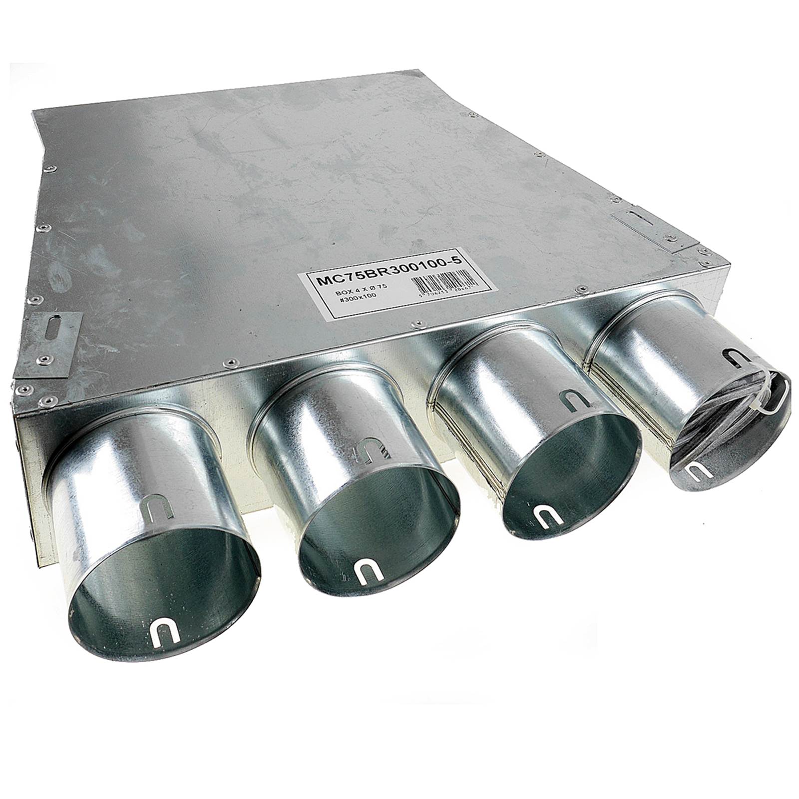 TriaAir lige fordelerboks til rist 300x100 L310, 4 muffer - ø75 TriaAir lige fordelerboks til rist 300x100 L310, 4 muffer - ø75