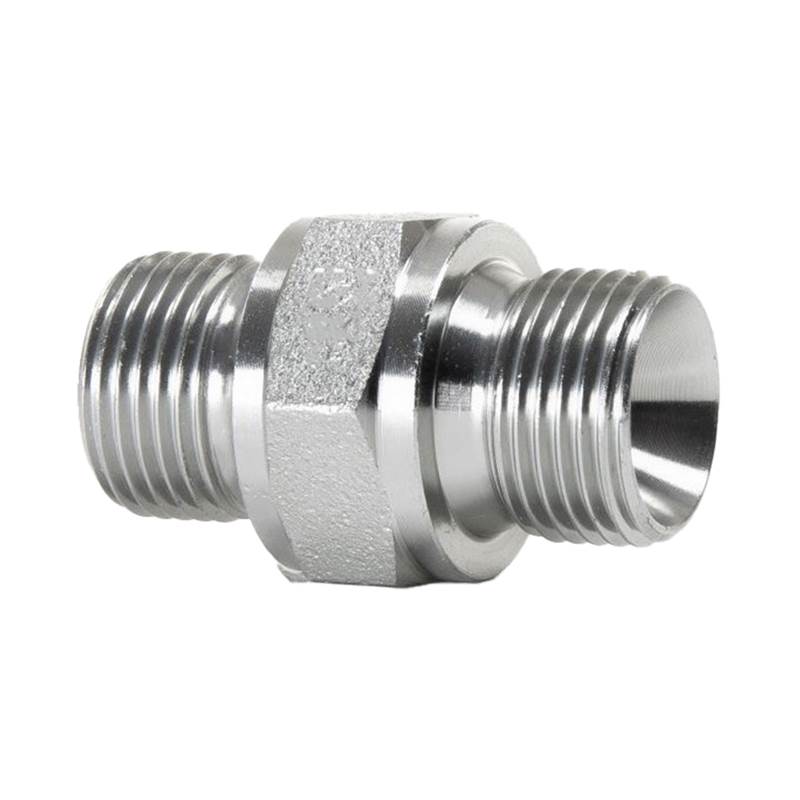Brystnippel, cylindrisk BSP rørgevind og med 60°-tætningskonus i begge ender. Brystnippel, cylindrisk BSP rørgevind og med 60°-tætningskonus i begge ender.