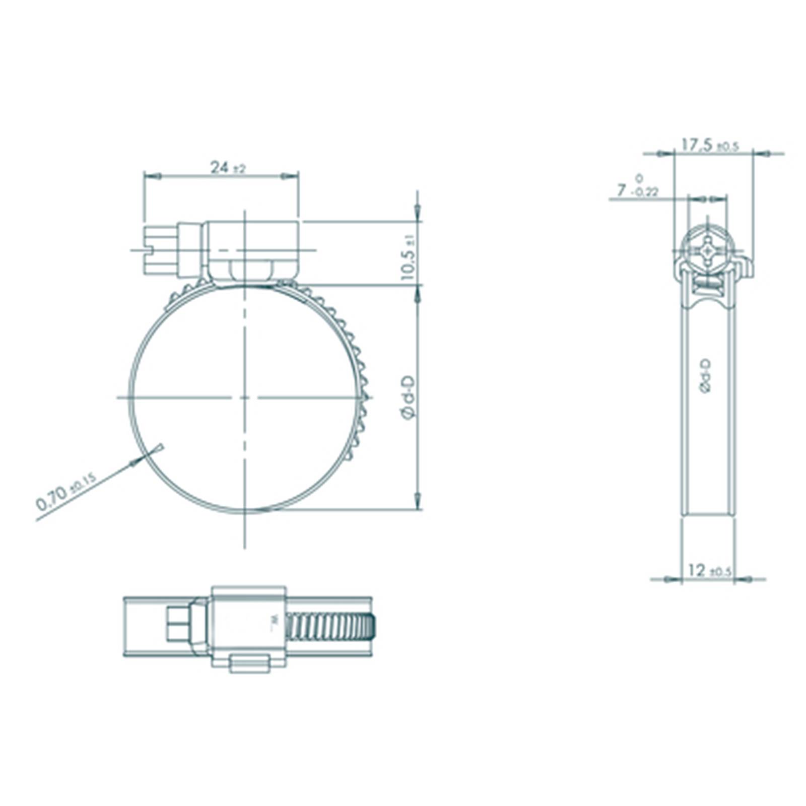 Spændebånd Tria AISI 316, skitse Spændebånd Tria AISI 316, skitse