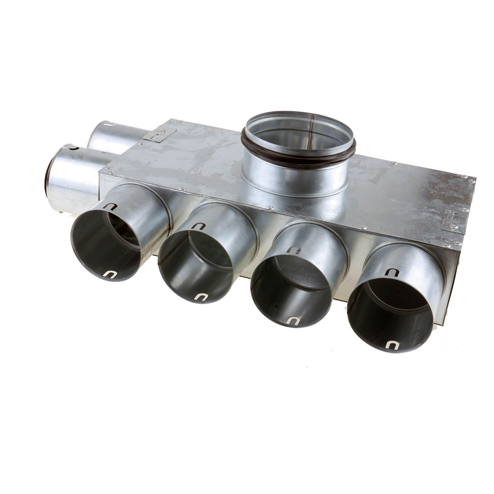 TriaAir fordelerboks, ø 160 nippel, 6 muffer ø75 (4x2) TriaAir fordelerboks, ø 160 nippel, 6 muffer ø75 (4x2)