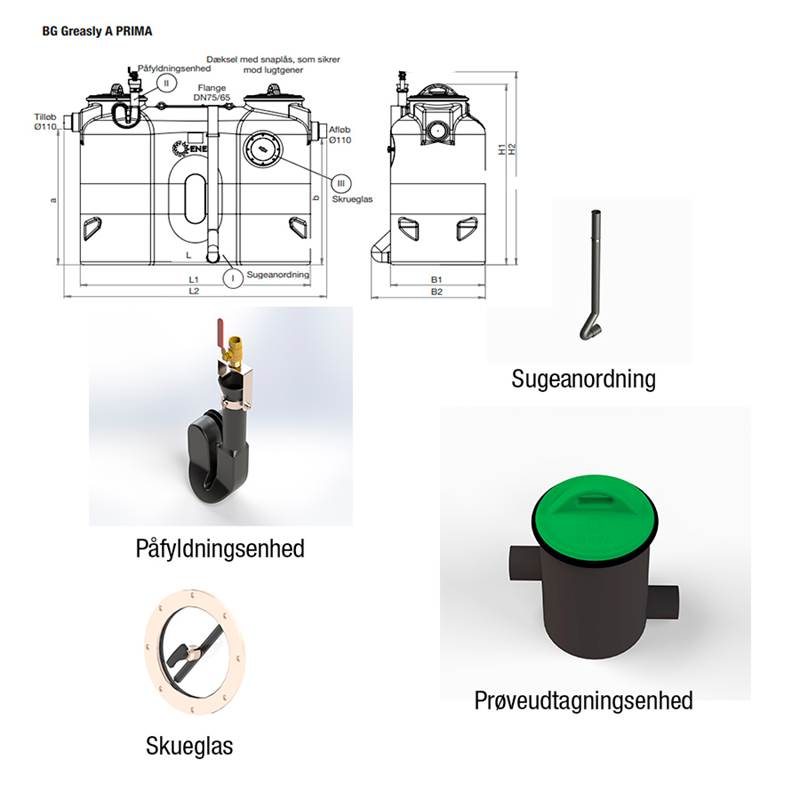 Tilbehør til Greasly fedtudskillere Tilbehør til Greasly fedtudskillere