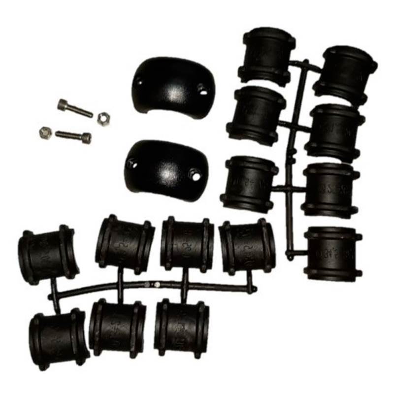 Universalt slangestopsæt passende til slanger fra 3/8" til 1" (10-25 mm indv. dia.) Universalt slangestopsæt passende til slanger fra 3/8" til 1" (10-25 mm indv. dia.)
